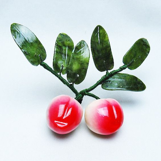 アゲートモモ鉢植え 置物[T726-1564]