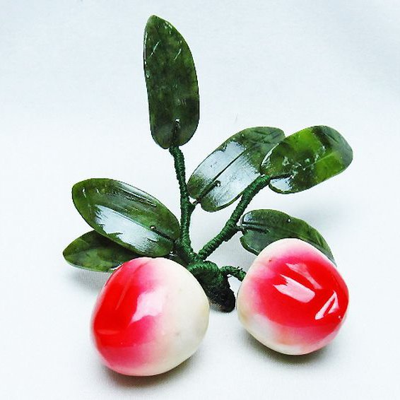 アゲートモモ鉢植え 置物[T726-1567]