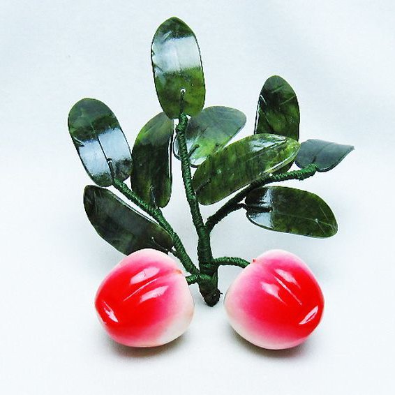 アゲートモモ鉢植え 置物[T726-1569]