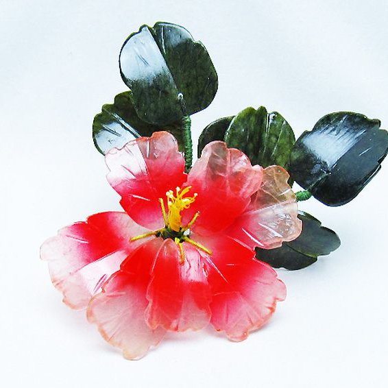 アゲートツツジ鉢植え 置物[T726-1590]