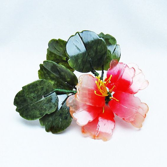 アゲートツツジ鉢植え 置物[T726-1593]