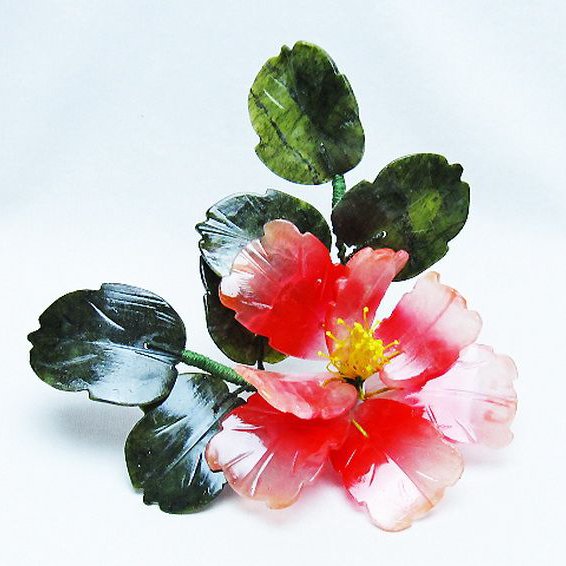 アゲートツツジ鉢植え 置物[T726-1606]