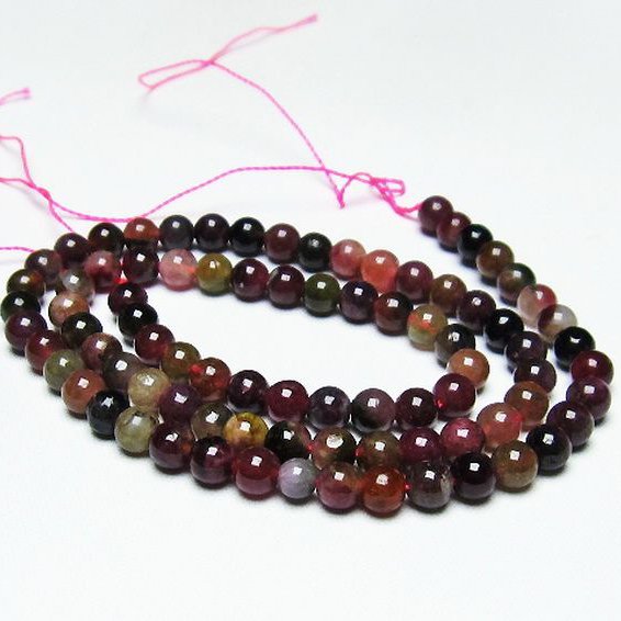 ミックスカラー トルマリン 一連 ビーズ 5mm [t75-6817]