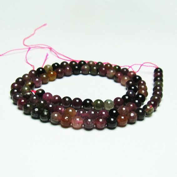 ミックスカラー トルマリン 一連 ビーズ 5mm [t75-6822]