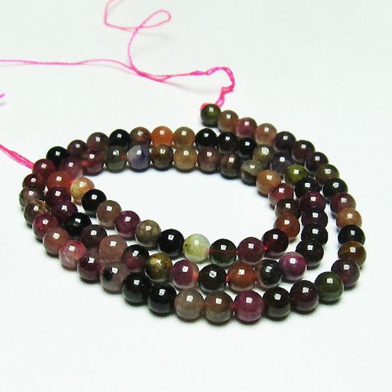 ミックスカラー トルマリン 一連 ビーズ 5mm [t75-6824]