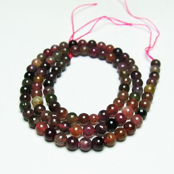 ミックスカラー トルマリン 一連 ビーズ 5mm [t75-6840]