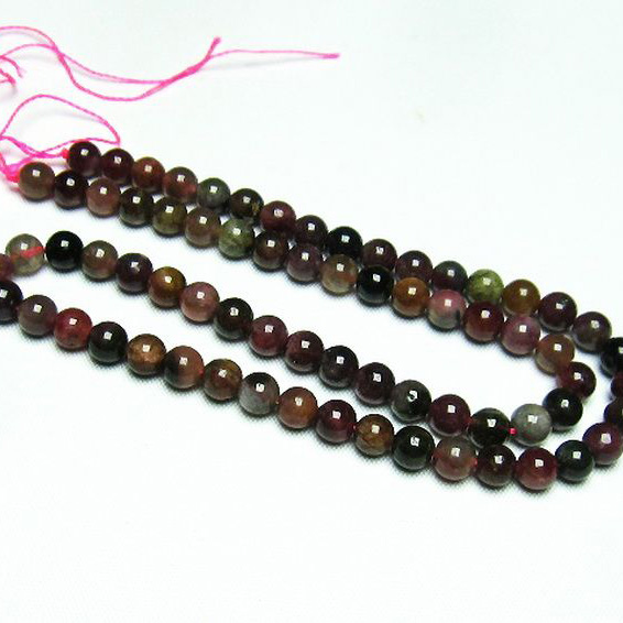 ミックスカラー トルマリン 一連 ビーズ6mm [T75-6922]