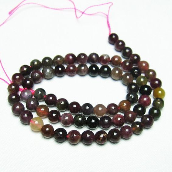 ミックスカラー トルマリン 一連 ビーズ 6mm [t75-6941]