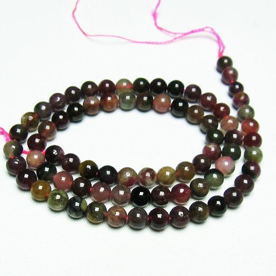 ミックスカラー トルマリン 一連 ビーズ 6mm [t75-6987]