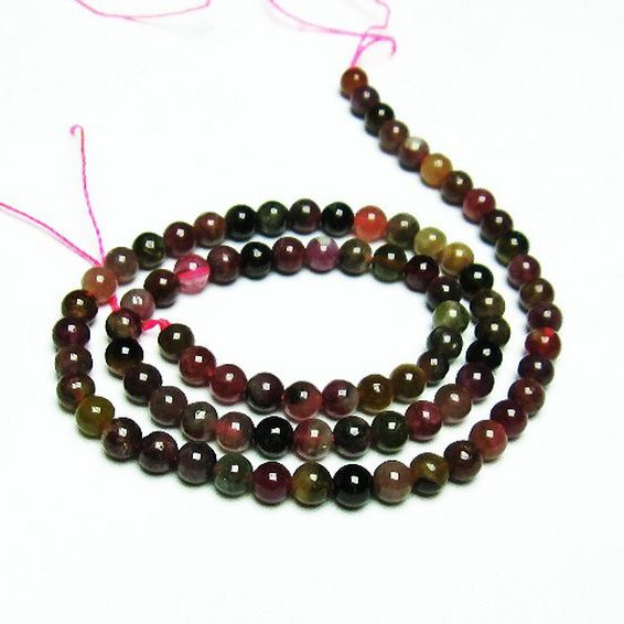 ミックスカラー トルマリン  一連  ビーズ5mm [T75-7022]