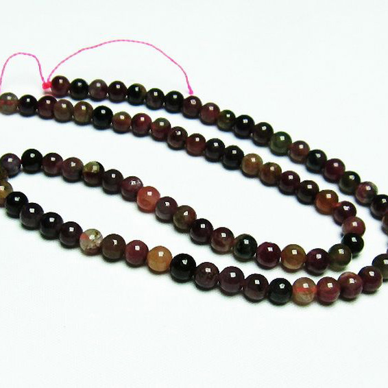 ミックスカラー トルマリン 一連 ビーズ5mm [T75-7101]