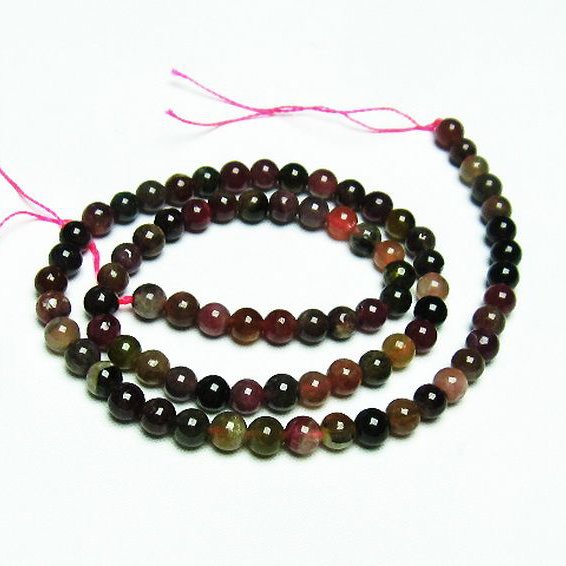 ミックスカラー トルマリン 一連 ビーズ 5mm [t75-7102]