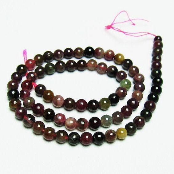 ミックスカラー トルマリン 一連 ビーズ 6mm [t75-7190]