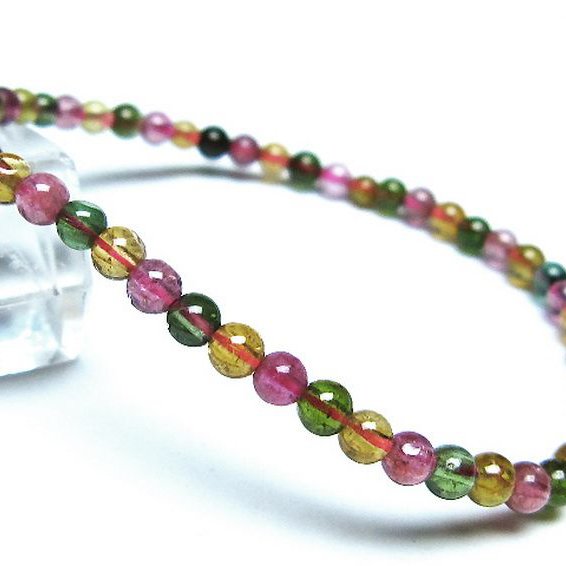 ミックスカラートルマリン ブレスレット 4mm [t75-7384]