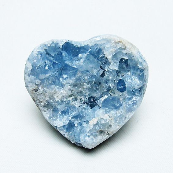 セレスタイト 天青石 ハートシェイプ 原石 [t756-6082]