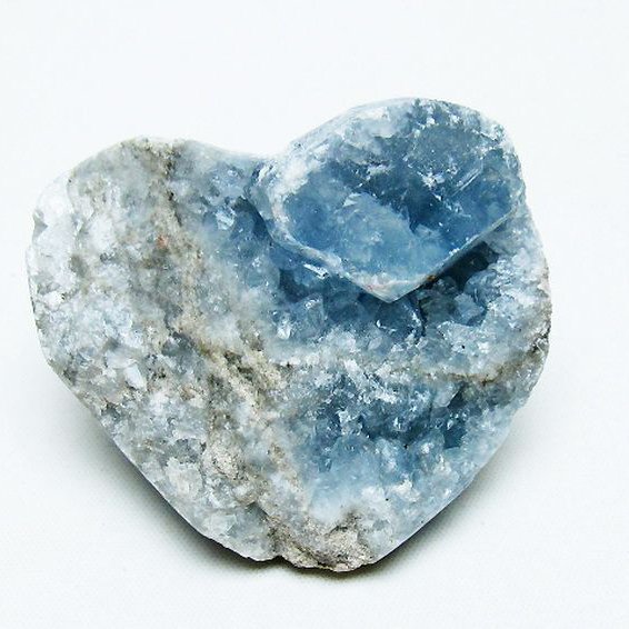 セレスタイト 天青石 ハートシェイプ 原石 [t756-6114]