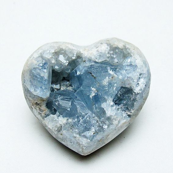 セレスタイト 天青石 ハートシェイプ 原石 [t756-6148]