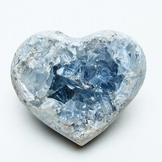 セレスタイト 天青石 ハートシェイプ 原石 [t756-6151]