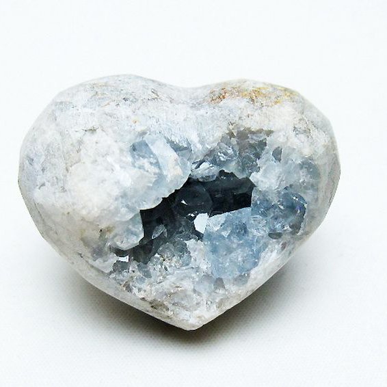セレスタイト 天青石 ハートシェイプ 原石 [t756-6166]