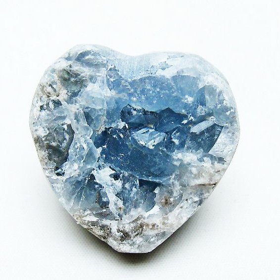 セレスタイト 天青石 ハートシェイプ 原石 [t756-6176]
