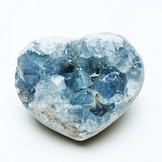 セレスタイト 天青石 ハートシェイプ 原石 [t756-6214]