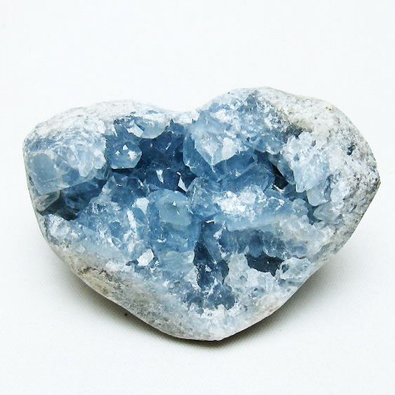 セレスタイト 天青石 ハートシェイプ 原石 [t756-6217]