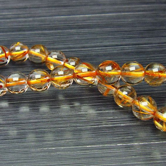 放射ゴールドタイチンルチル ブレスレット  7mm [T76-2587]