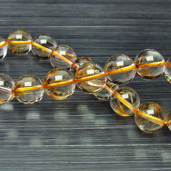 放射ゴールドタイチンルチル ブレスレット  10mm [T76-2598]