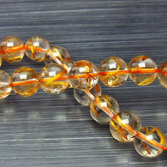 放射ゴールドタイチンルチル ブレスレット 9mm [T76-2628]