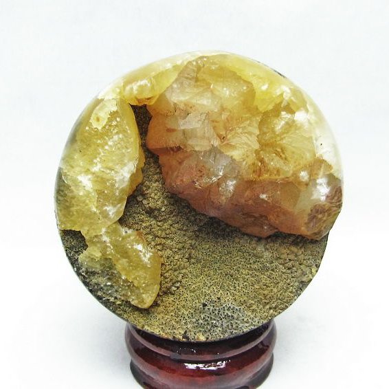 マダガスカル産  タートルジャスパー カルサイト共生  丸玉 [T762-1650]