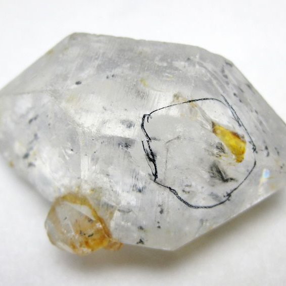 水入り スティブナイト（輝安鉱）入り | ハーキマーダイヤモンド水晶 原石[T768-2329]