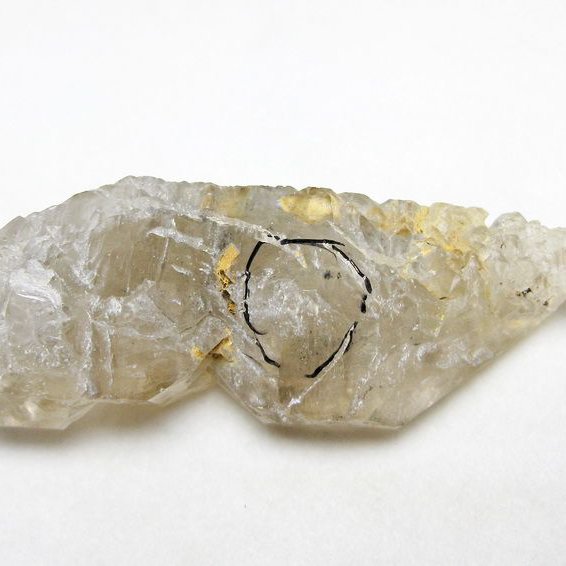 水入り スティブナイト（輝安鉱）入り | ハーキマーダイヤモンド水晶 原石[T768-2372]