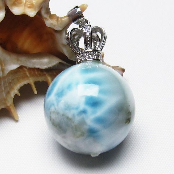 ラリマー 丸玉 ペンダント 22mm [t8-7899]