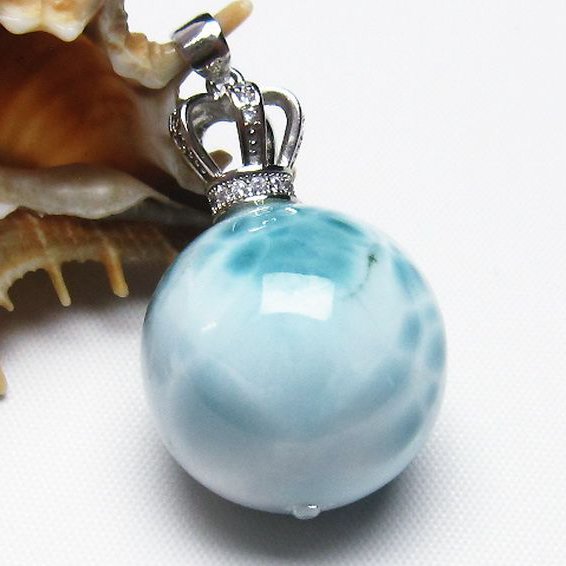 ラリマー 丸玉  ペンダント 22mm [T8-7931]