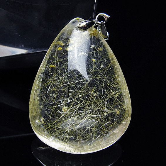 金針ルチル水晶 ペンダント [t86-7039]