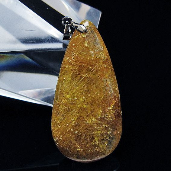 金針ルチル水晶 ペンダント [t86-7106]