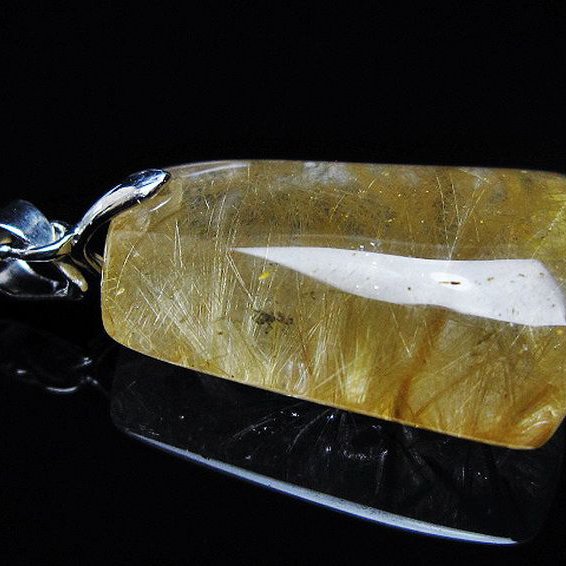 金針ルチル水晶 ペンダント [T86-7142]