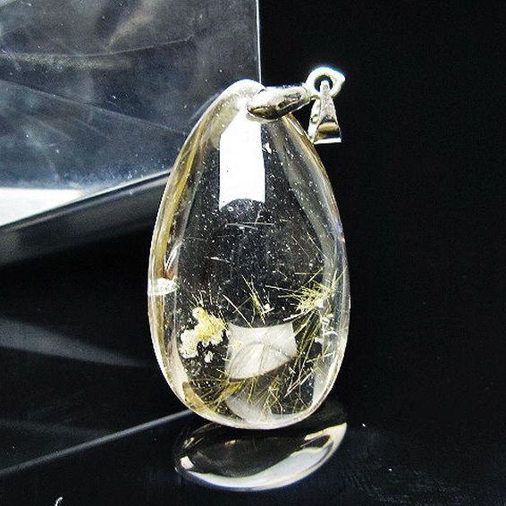 金針ルチル水晶 ペンダント [t86-7702]