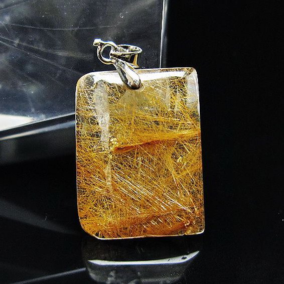 金針ルチル水晶 ペンダント [t86-7744]