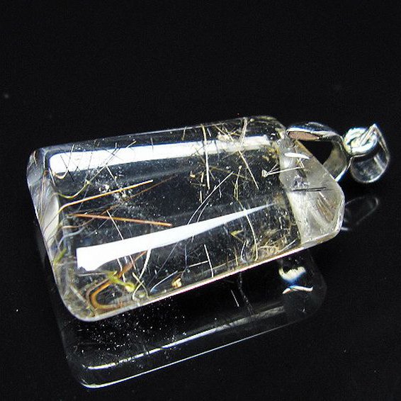 金針ルチル水晶 ペンダント [t86-7784]