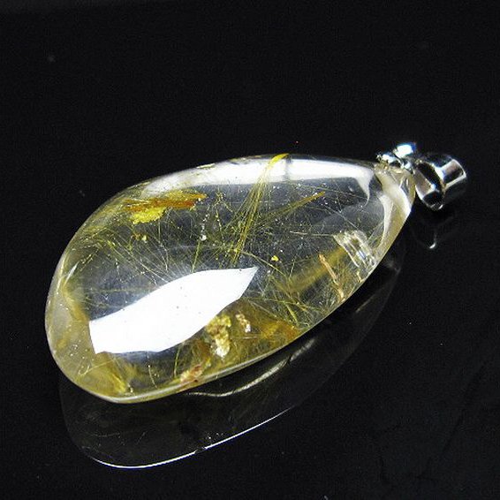 金針ルチル水晶 ペンダント [t86-7785]