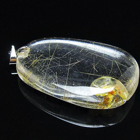 金針ルチル水晶 ペンダント [t86-7881]