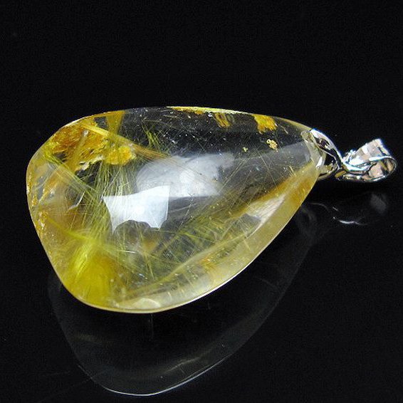 金針ルチル水晶 ペンダント [t86-7904]
