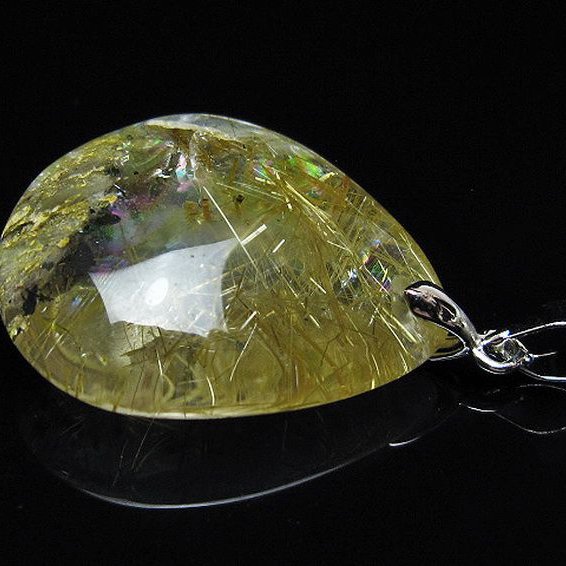 金針ルチル水晶 ペンダント [t86-7913]