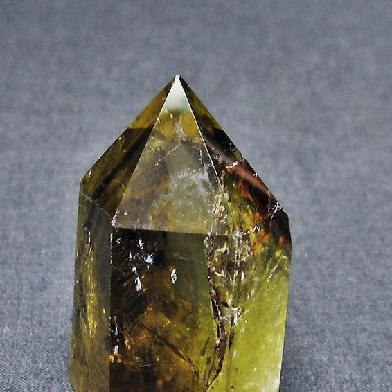 虹入り シトリン水晶ファントム 六角柱[T98-2052]