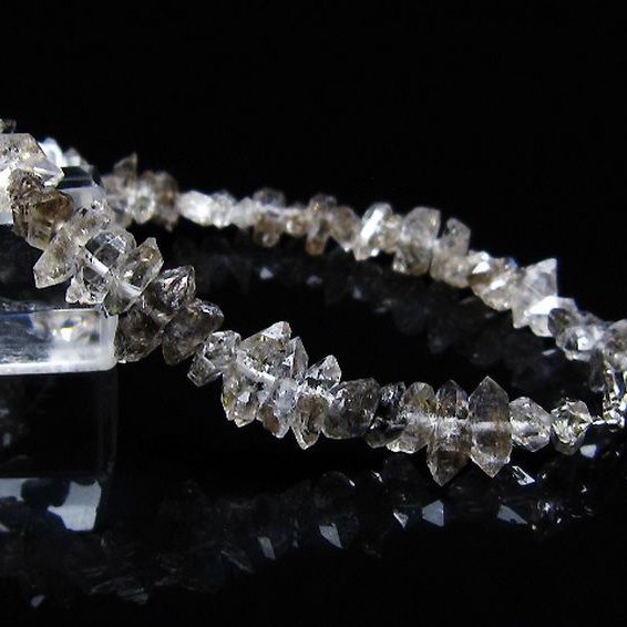 スティブナイト（輝安鉱）入り | ハーキマーダイヤモンド水晶 ブレスレット [T99-5871]