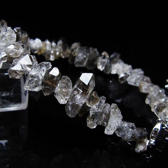 スティブナイト（輝安鉱）入り | ハーキマーダイヤモンド水晶 ブレスレット [T99-5878]