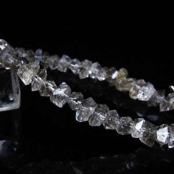 スティブナイト（輝安鉱）入り | ハーキマーダイヤモンド水晶 ブレスレット [T99-5900]