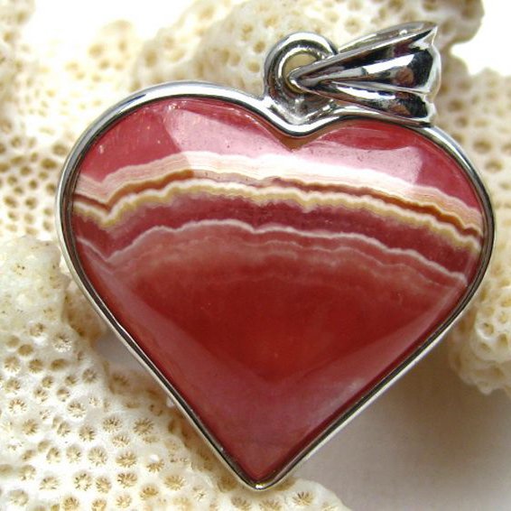 インカローズ ロードクロサイトハート ペンダント [W11-7]