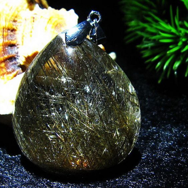 プラチナルチル入水晶 ペンダント [W55-142]